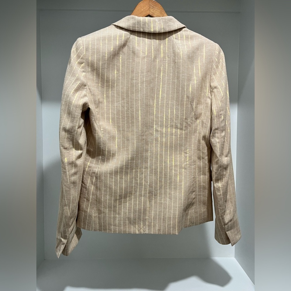J. Crew Pinstripe linen-blend schoolboy blazer in Light Khaki Lurex Stripe 4 NEW - Picture 9 of 11